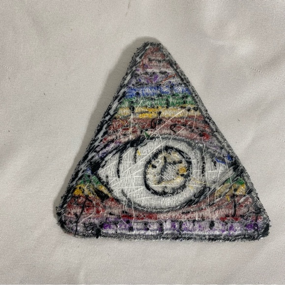 Dandy Flower Trash Clown-Core Artist Made Metallic Eyelluminati Iron On Patch - Picture 2 of 3